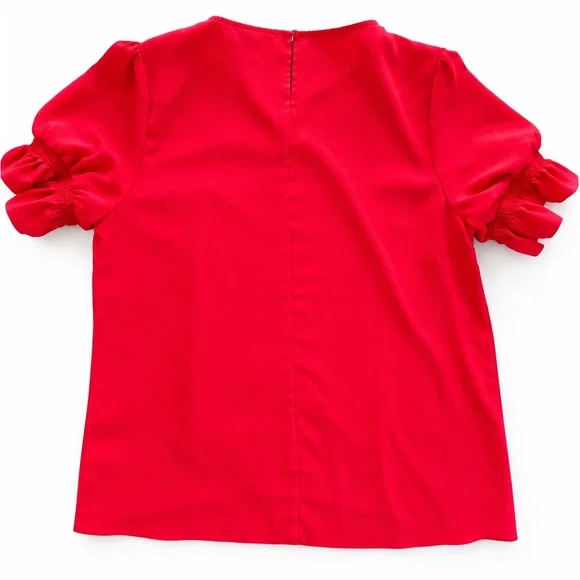 Alex Marie Blouse red short puff sleeves size XL - Picture 3 of 6
